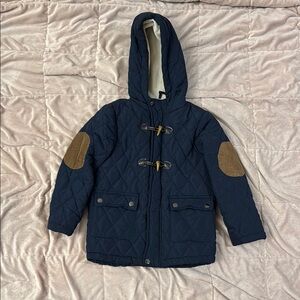 Navy Blue Quilted Kids Jacket with Hood